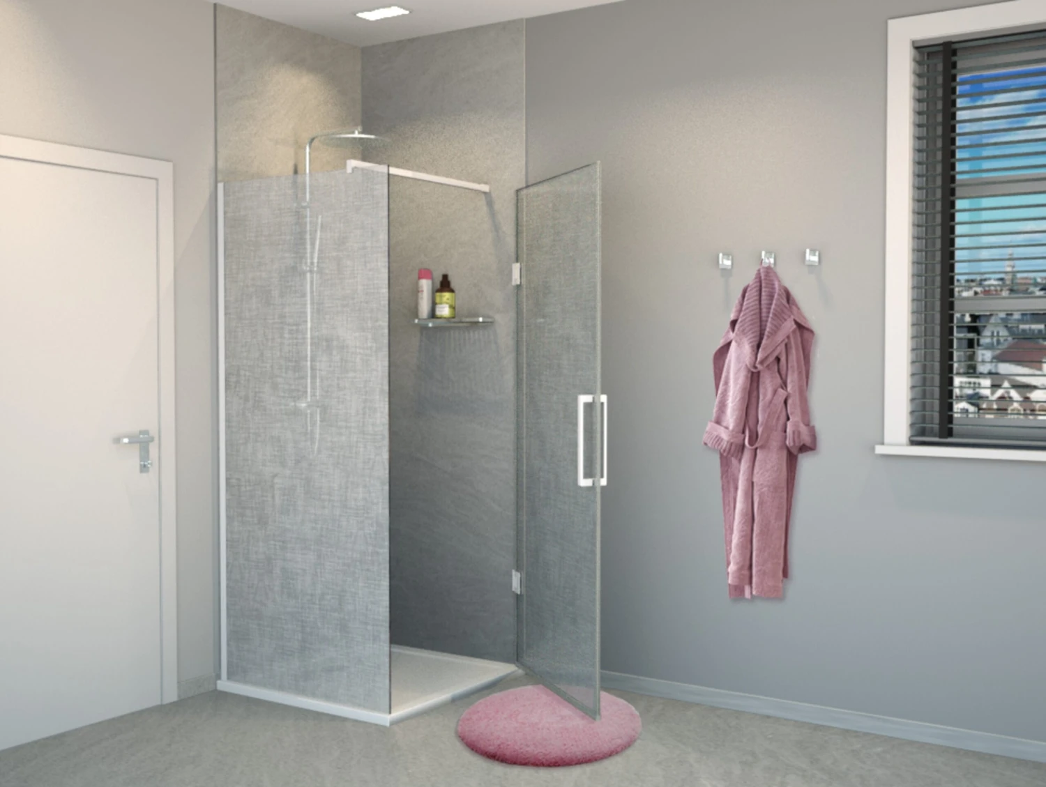 Balmani Modular Hoekdouche Met Deur 80 X 200 Cm Linnen Wit Glas Mat Wit Profiel