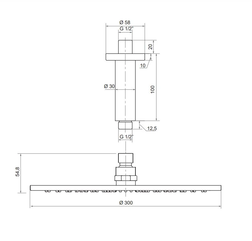 Blaufoss Round 300 Hoofddouche Met Plafondsteun ø30cm Brushed Gold 2 Blaufoss Round 300 Hoofddouche Met Plafondsteun ø30cm Brushed Gold - Afbeelding 2
