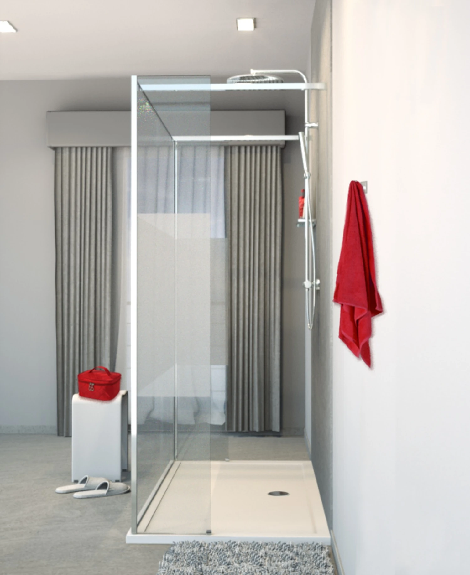 Balmani Modular Inloopdouche Met Vrijstaande Wand En Vast Paneel 180 X 200 Cm Helder Glas Met Matte Strook Glanzend Chroom Profiel 2 Balmani Modular Inloopdouche Met Vrijstaande Wand En Vast Paneel 180 X 200 Cm Helder Glas Met Matte Strook Glanzend Chroom Profiel - Afbeelding 2