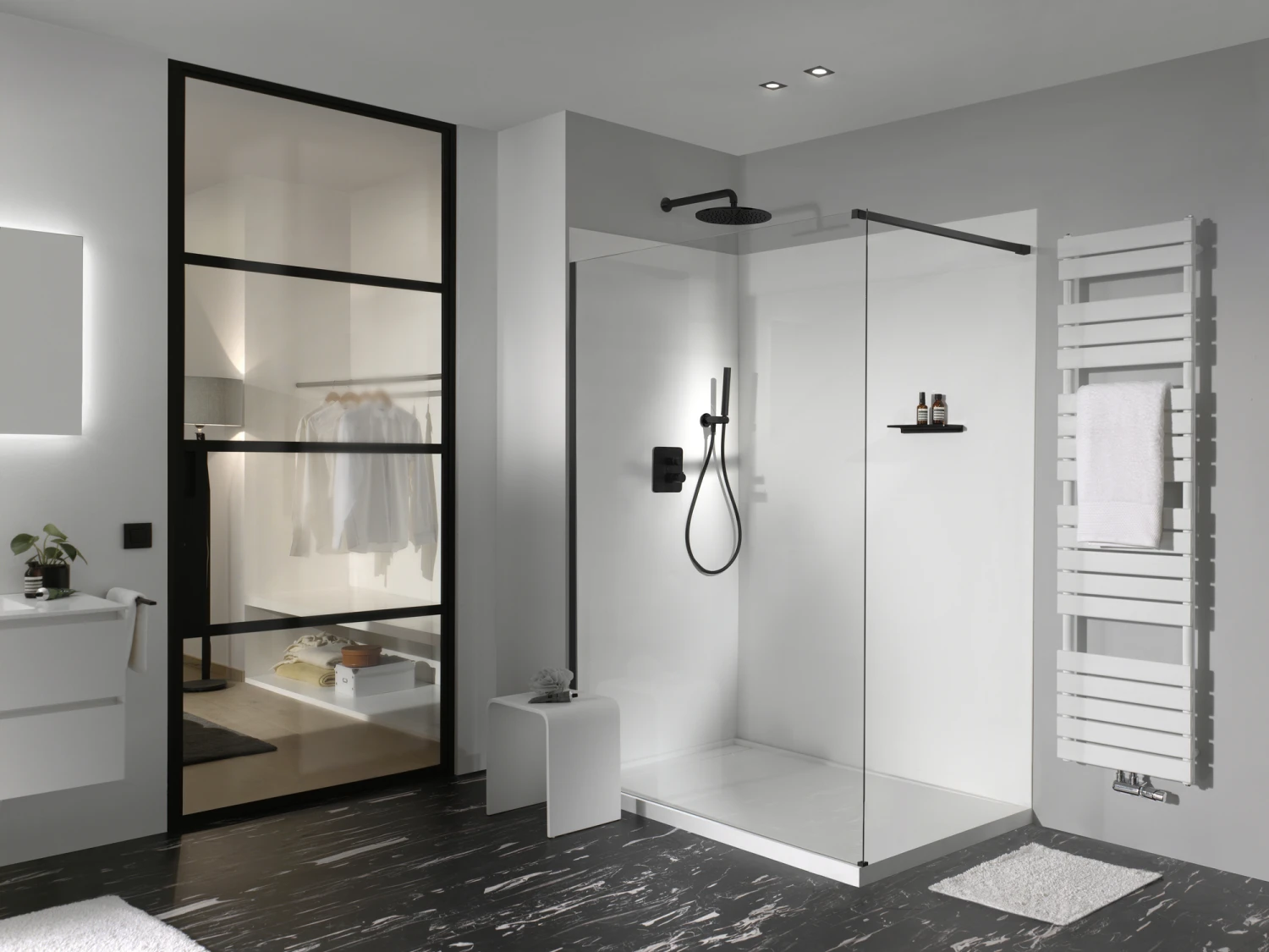 Balmani Piatto Set Douchewandbekleding 160 X 90 X 220 Cm Solid Surface Mat Wit - Afbeelding 2