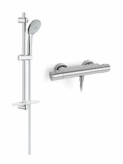 Blaufoss Neringa Opbouw Regendoucheset Thermostatische Kraan Glanzend Chroom