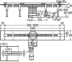 Viega Advantix Vario Douchegoot 30-120 Cm Geborsteld Inox -Badkamerwinkel 052ff579c99575490ae59a2999a0bb439efb2d0c 63155 technische tekening01