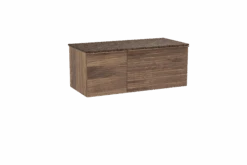 Balmani Forma Zwevend Badkamermeubel 120 X 55 Cm Amerikaanse Notelaar Met Stretto Enkel Of Dubbel Tablet In Marmer Dark Emperador Horizontale Symmetrische Rechte Ribbel