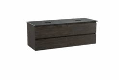 Balmani Lucida Zwevend Badkamermeubel 150 X 55 Cm Gerookte Eik Met Facetta Dubbel Tablet In Verzoete Graniet