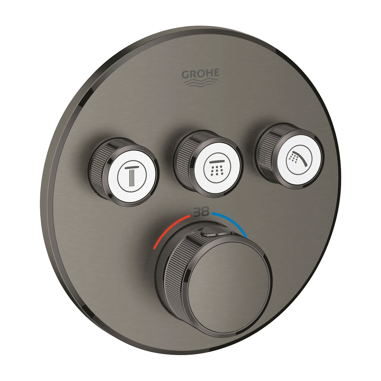 Grohe Grohtherm SmartControl Thermostatische Inbouw Regendoucheset Met Ronde Regendouchekop Met Waterval 31 Cm Brushed Hard Graphite - Afbeelding 3