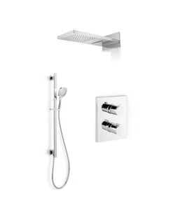 BLAUFOSS Smartbox Thermostatische Kraan Inbouw Regendoucheset Met Regendouchekop 55x23cm Glanzend Chroom