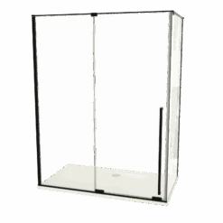 Luca Varess Stilus Douchehoek Met Schuifdeur En Vaste Zijwand 160 X 90 Cm Helder Glas Mat Zwart Profiel
