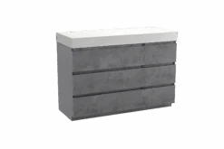 Balmani Lucida Staand Badkamermeubel 135 X 55 Cm Beton Donkergrijs Met Dominus Enkel Of Dubbel Tablet In Solid Surface