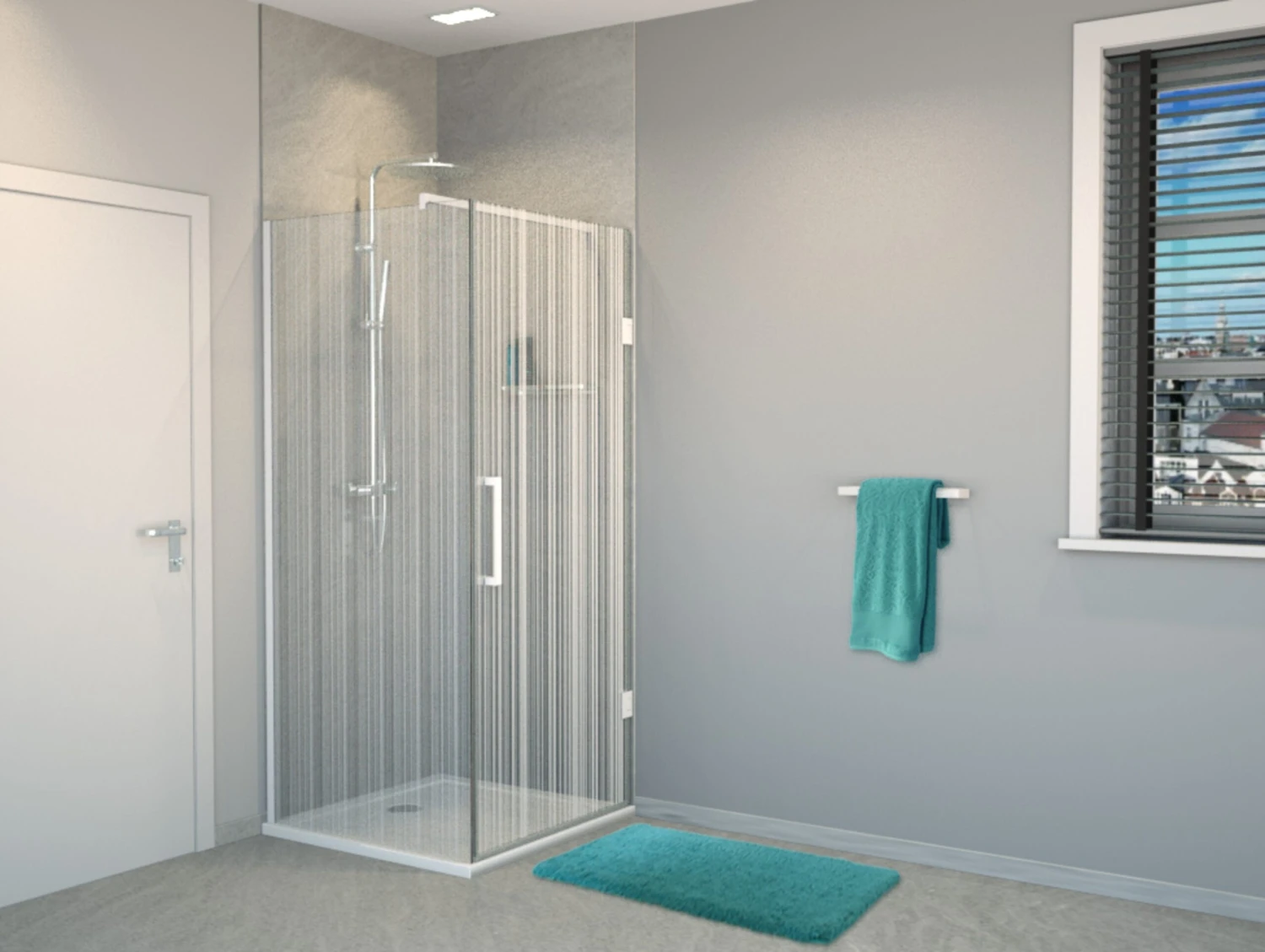 Balmani Modular Hoekdouche Met Deur 80 X 200 Cm Barcode Wit Glas Mat Wit Profiel - Afbeelding 2