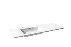 Storke Diva Asymmetrisch Linkse Wastafel Glanzend Composiet Marmer 140 X 52 Cm Combinatie Kast 35 Cm