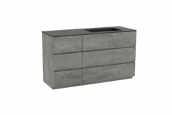 Storke Edge Staand Badkamermeubel 140 X 52 Cm Beton Donkergrijs Met Scuro Asymmetrisch Rechtse Wastafel In Kwarts
