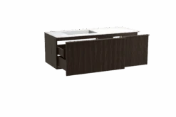 Balmani Forma Zwevend Badkamermeubel 135 X 55 Cm Gerookte Eik Met Tablo Stretto Asymmetrisch Linkse Wastafel In Solid Surface Mat Wit Verticale Symmetrische Rechte Ribbel