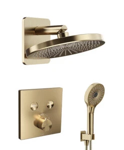 Blaufoss Smartbox Switch-line Thermostatische Kraan Inbouw Regendoucheset Met Regendouchekop 25cm Brushed Champagne Gold