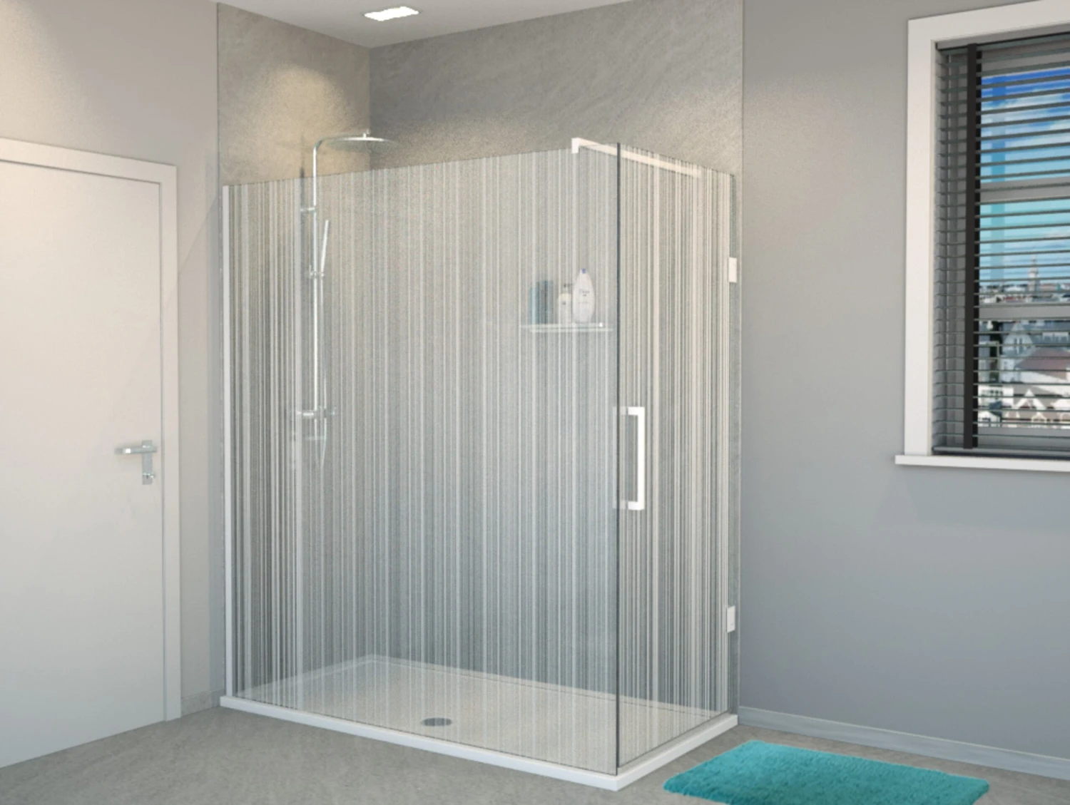 Balmani Modular Hoekdouche Met Deur 180 X 200 Cm Barcode Wit Glas Mat Wit Profiel - Afbeelding 2