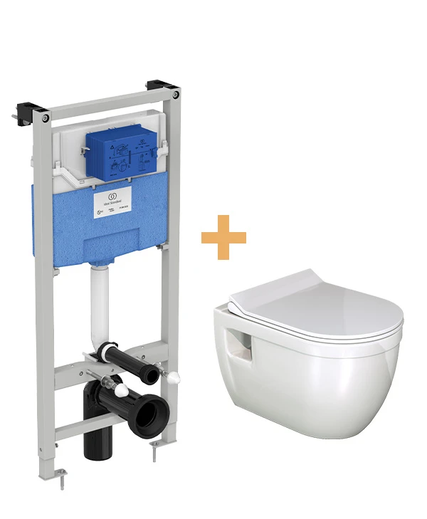 Linie Tempo Hangtoilet Glanzend Wit Open Spoelrand Met Ideal Standard ProSys Inbouwreservoir 1 Linie Tempo Hangtoilet Glanzend Wit Open Spoelrand Met Ideal Standard ProSys Inbouwreservoir