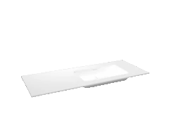 Storke Mata Asymmetrisch Rechtse Wastafel Matte Solid Surface 130 X 52 Cm Combinatie Kast 35 Cm