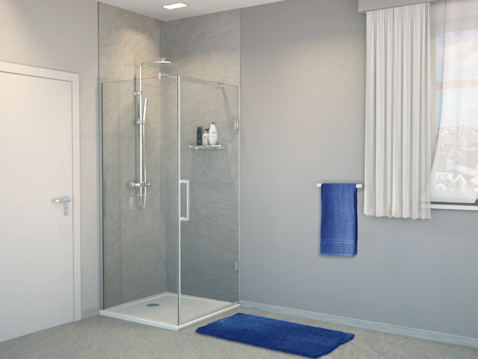 Balmani Modular Hoekdouche Met Deur 90 X 200 Cm Helder Glas Glanzend Chroom Profiel - Afbeelding 2