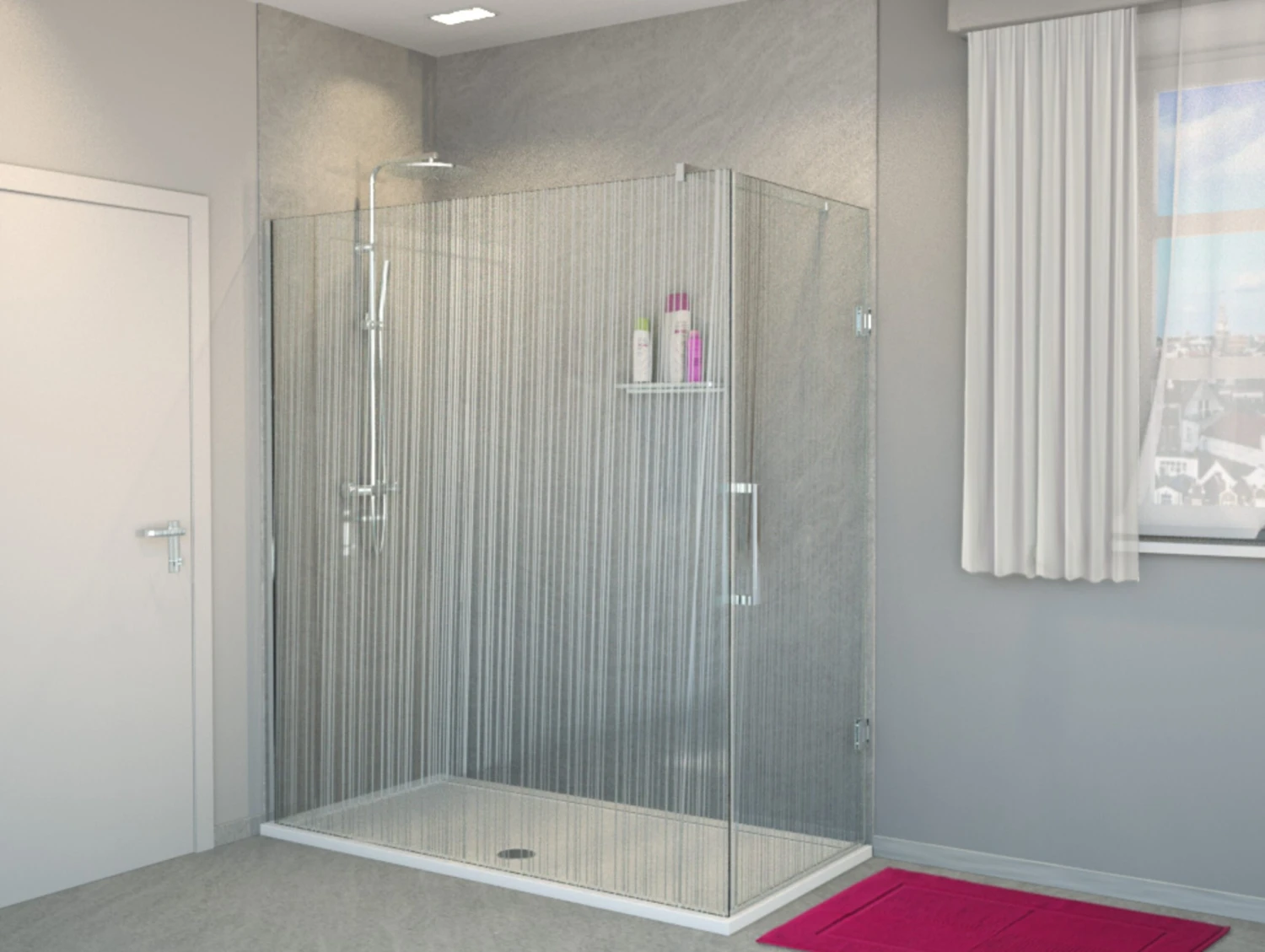 Balmani Modular Hoekdouche Met Deur 180 X 200 Cm Mikado Glas Glanzend Chroom Profiel - Afbeelding 2