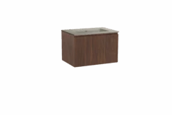 Storke Ribs Zwevend Badkamermeubel 75 X 52 Cm Notelaar Met Diva Enkele Wastafel In Top Solid Zijdegrijs Verticale Symmetrische Rechte Ribbel