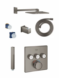 Grohe Grohtherm SmartControl Thermostatische Inbouw Regendoucheset Met Vierkante Regendouchekop 31 Cm Brushed Hard Graphite