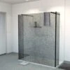 Balmani Modular Inloopdouche Met Vrijstaande Wand En Vast Paneel 180 X 200 Cm Linnen Zwart Glas Mat Zwart Profiel