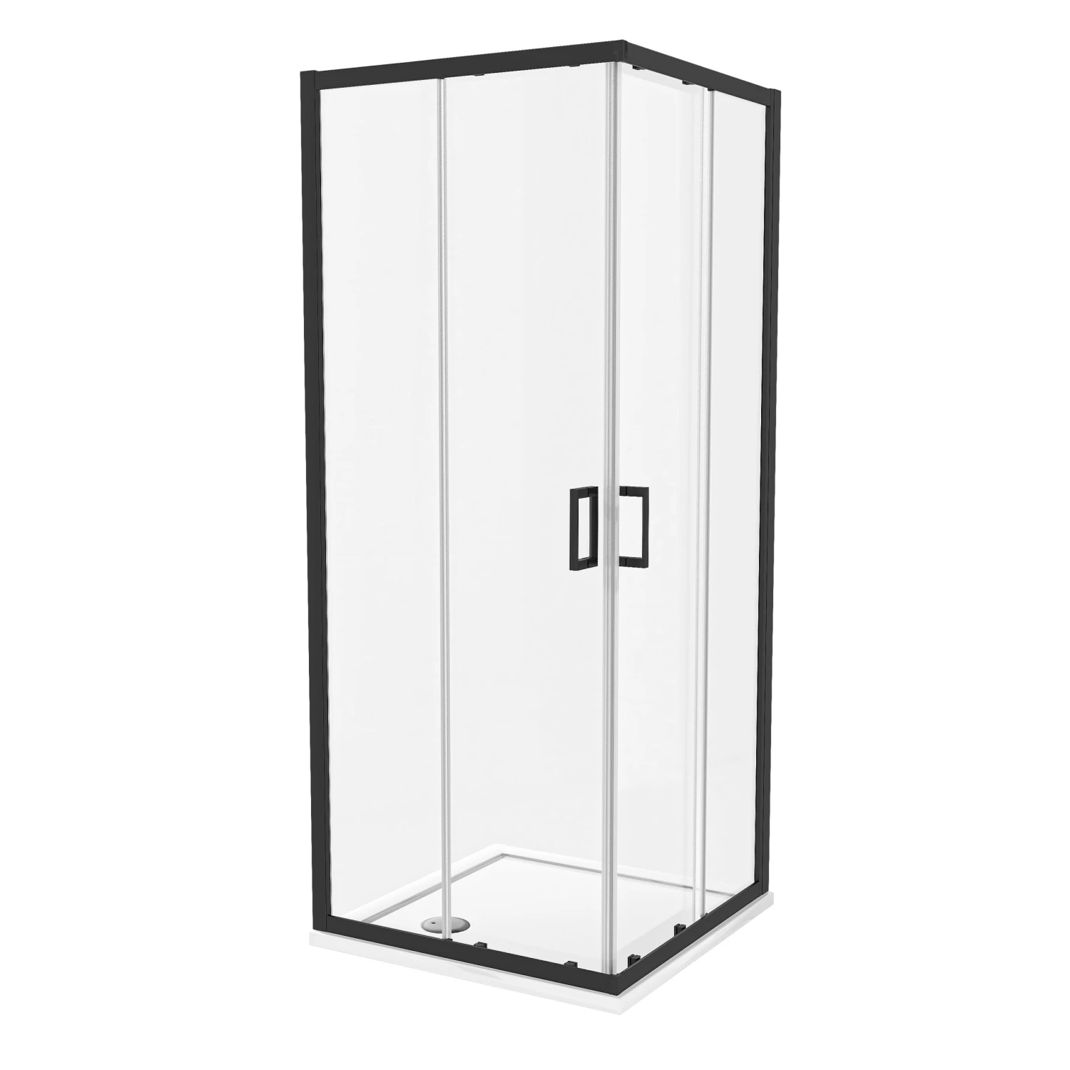 Luca Varess Vidor Douchehoek Met Hoekinstap En 2 Schuifdeuren 80 X 80 Cm Helder Glas Mat Zwart Profiel 1 Luca Varess Vidor Douchehoek Met Hoekinstap En 2 Schuifdeuren 80 X 80 Cm Helder Glas Mat Zwart Profiel