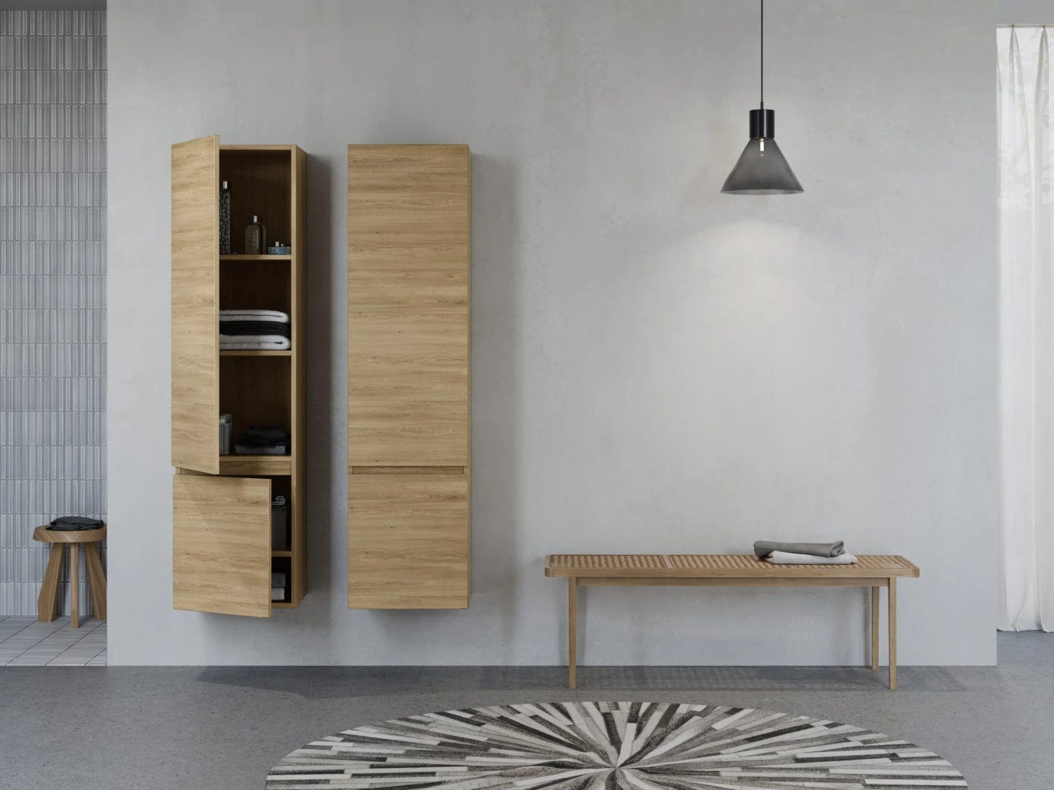 Balmani Cubo/Lucida Zwevende Badkamerkast Rechts Ruwe Eik 45 X 35 X 169 Cm 4 Balmani Cubo/Lucida Zwevende Badkamerkast Rechts Ruwe Eik 45 X 35 X 169 Cm - Afbeelding 4