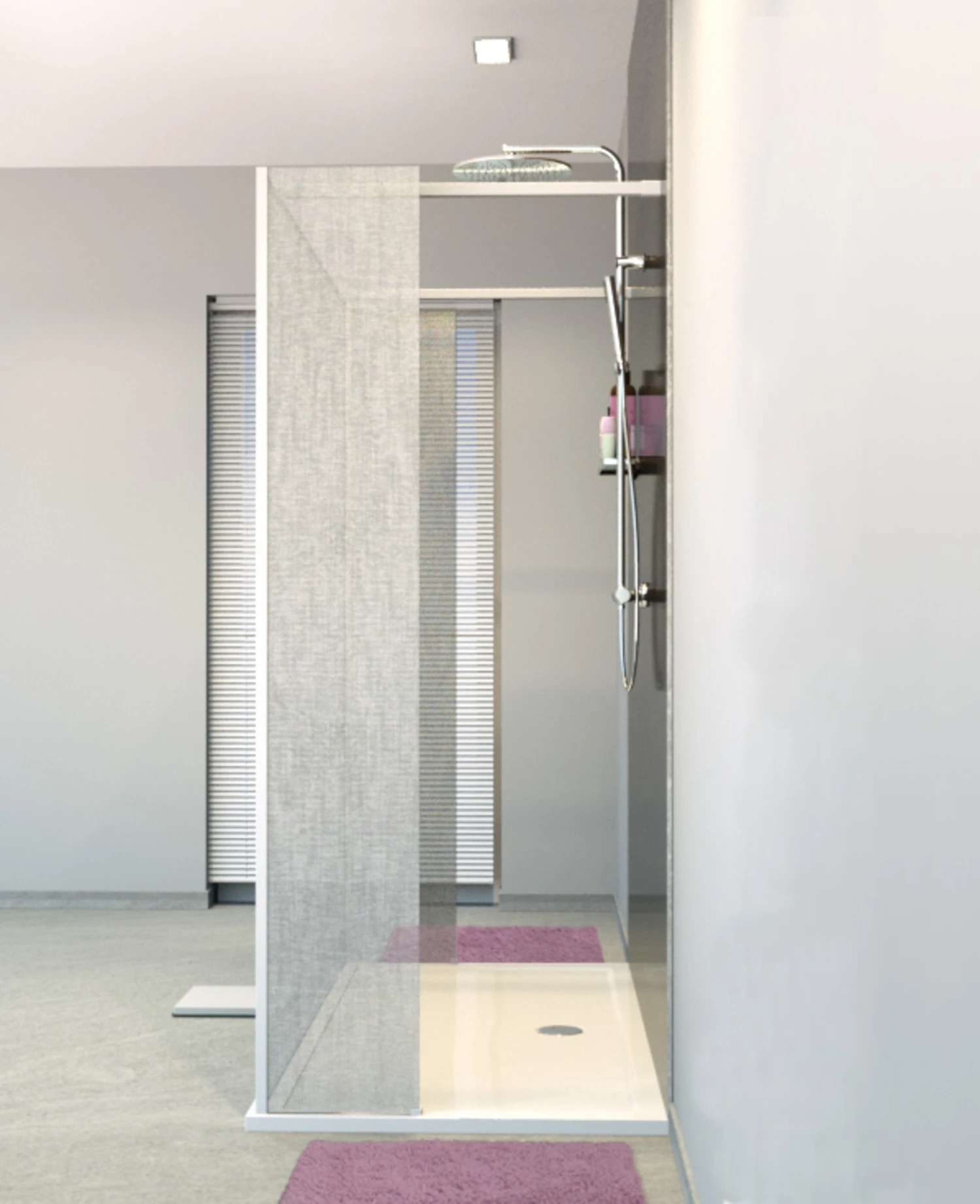 Balmani Modular Inloopdouche Met Vrijstaande Wand En Vast Paneel 180 X 200 Cm Linnen Wit Glas Mat Wit Profiel - Afbeelding 2