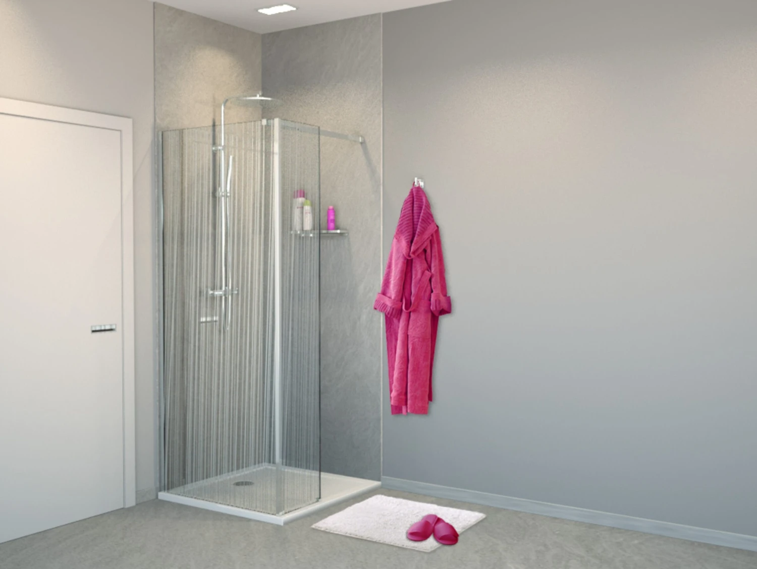 Balmani Modular Inloopdouche Met Vaste Zijwand 80 X 200 Cm Mikado Glas Glanzend Chroom Profiel