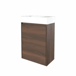 Storke Edge Zwevend Toiletmeubel 40 X 22 Cm Notelaar Met Vida Wastafel In Glanzend Composiet Marmer