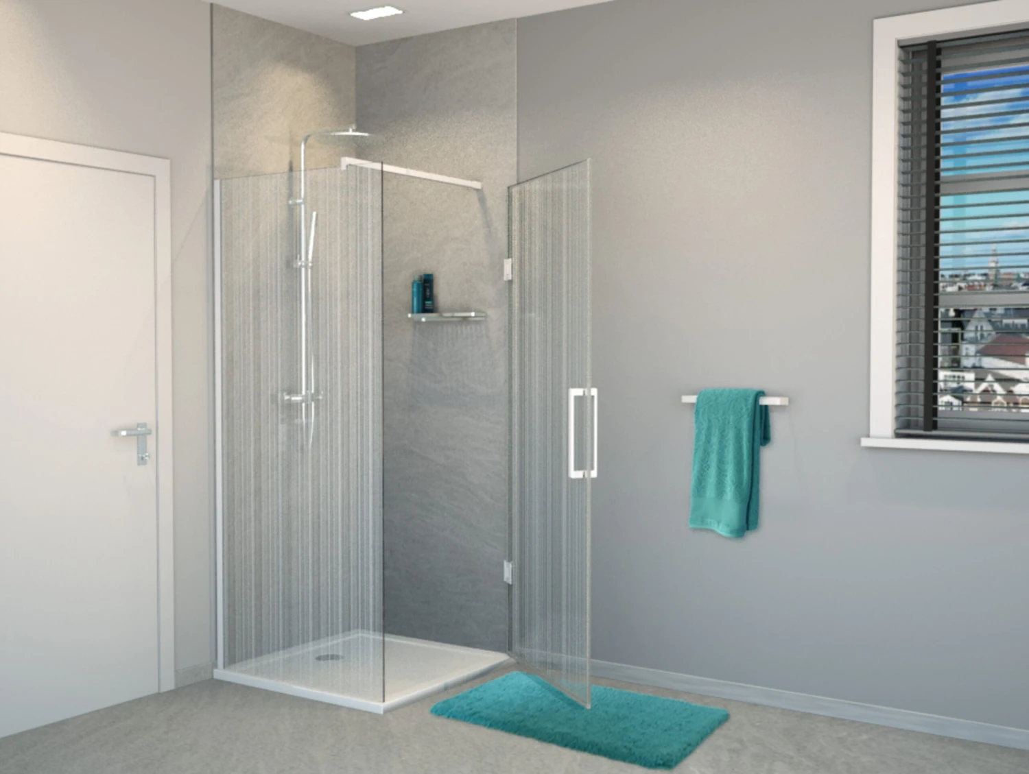 Balmani Modular Hoekdouche Met Deur 80 X 200 Cm Barcode Wit Glas Mat Wit Profiel