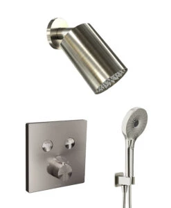 Blaufoss Switch-Line Thermostatische Kraan Inbouw Regendoucheset Met Regendouchekop 14 X 9 Cm Brushed Coolmetal