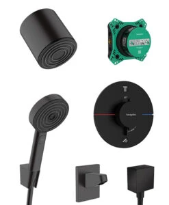 Hansgrohe Showerselect Comfort S Thermostatische Kraan Inbouw Regendoucheset Met Regendouchekop 10.5cm Mat Zwart