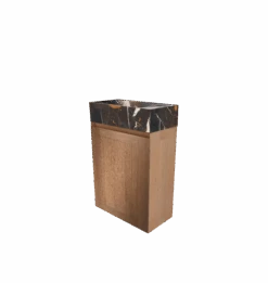 Balmani Mitra Zwevend Toiletmeubel 42 X 21 Cm Teak Met Dama Wastafel In Portoro Gold Marmer