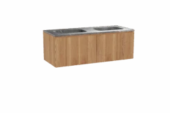 Balmani Idra Zwevend Badkamermeubel 135 X 55 Cm Teak Met Tablo Arcato Dubbele Wastafel In