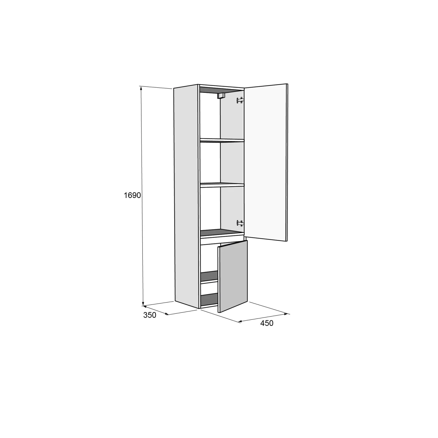 Balmani Cubo/Lucida Zwevende Badkamerkast Rechts Ruwe Eik 45 X 35 X 169 Cm 6 Balmani Cubo/Lucida Zwevende Badkamerkast Rechts Ruwe Eik 45 X 35 X 169 Cm - Afbeelding 6