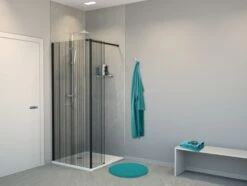 Balmani Modular Inloopdouche Met Vaste Zijwand 80 X 200 Cm Barcode Zwart Glas Mat Zwart Profiel