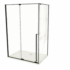 Luca Varess Stilus Douchehoek Met Schuifdeur En Vaste Zijwand 140 X 90 Cm Helder Glas Mat Zwart Profiel