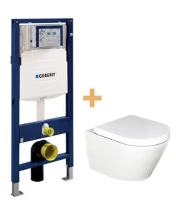 Luca Varess Calibro Hangtoilet Satijn Wit Randloos Met Geberit Systemfix UP320 Inbouwreservoir