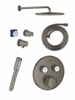 Grohe Grohtherm SmartControl Thermostatische Inbouw Regendoucheset Met Ronde Regendouchekop 31 Cm Brushed Hard Graphite