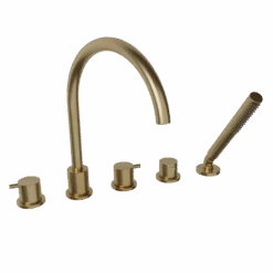 BLAUFOSS Round 5-gats Badrandkraan Brushed Gold Incl. Handdoucheset