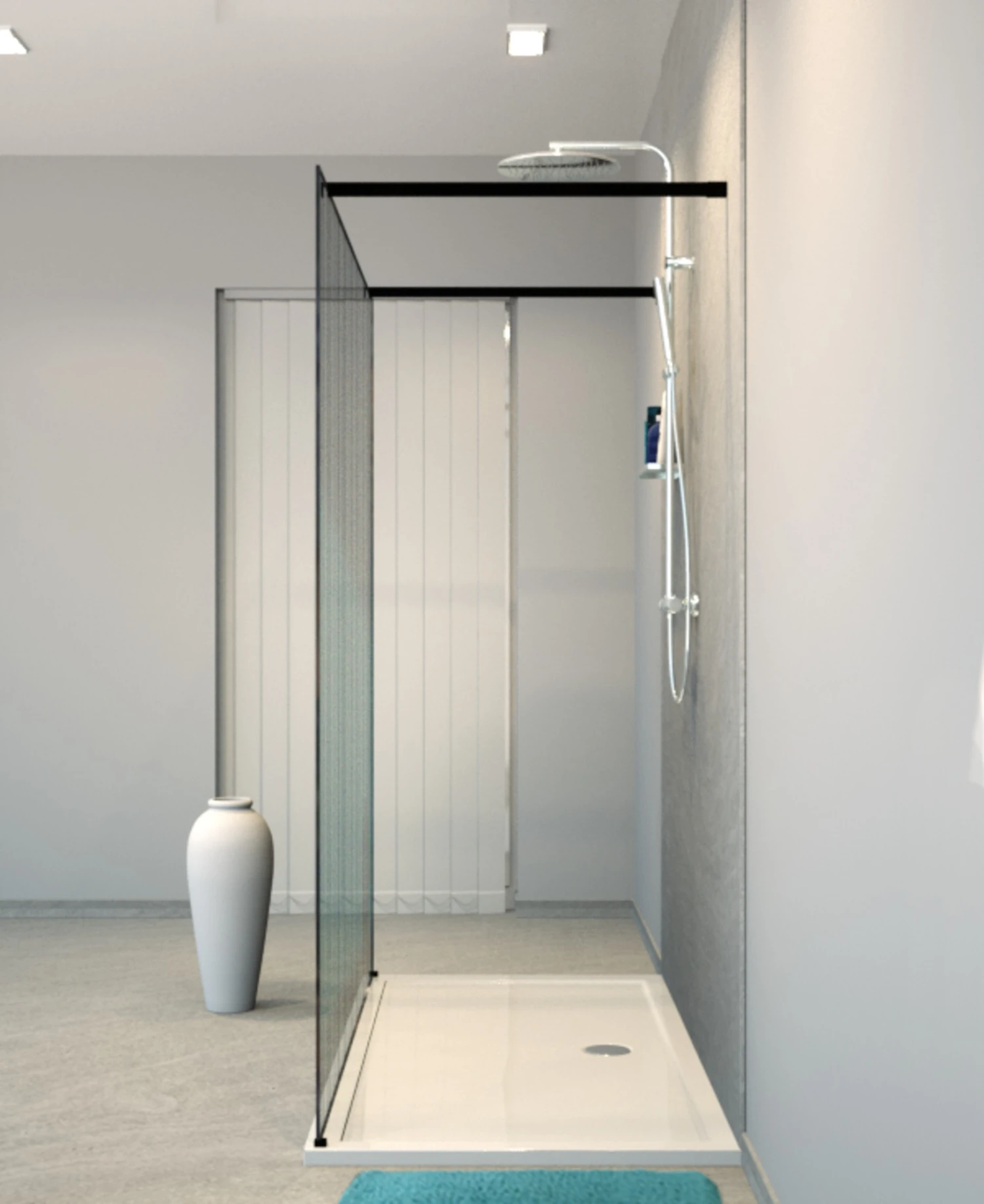 Balmani Modular Inloopdouche Met Vrijstaande Wand 180 X 200 Cm Barcode Zwart Glas Mat Zwart Profiel - Afbeelding 2