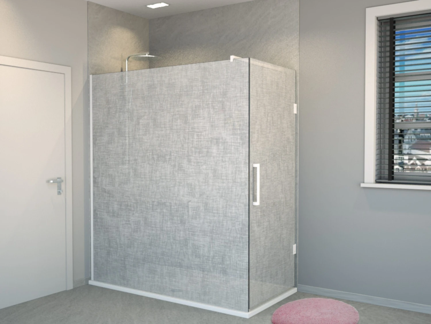 Balmani Modular Hoekdouche Met Deur 180 X 200 Cm Linnen Wit Glas Mat Wit Profiel - Afbeelding 2