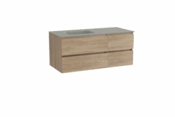 Balmani Lucida Zwevend Badkamermeubel 120 X 55 Cm Verweerde Eik Met Tablo Arcato Asymmetrisch Linkse Wastafel In Mat Steengrijze Solid Surface