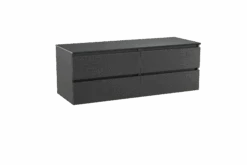 Balmani Lucida Zwevend Badkamermeubel 150 X 55 Cm Zwarte Eik Met Stretto Enkel Of Dubbel Tablet In Verzoete Graniet