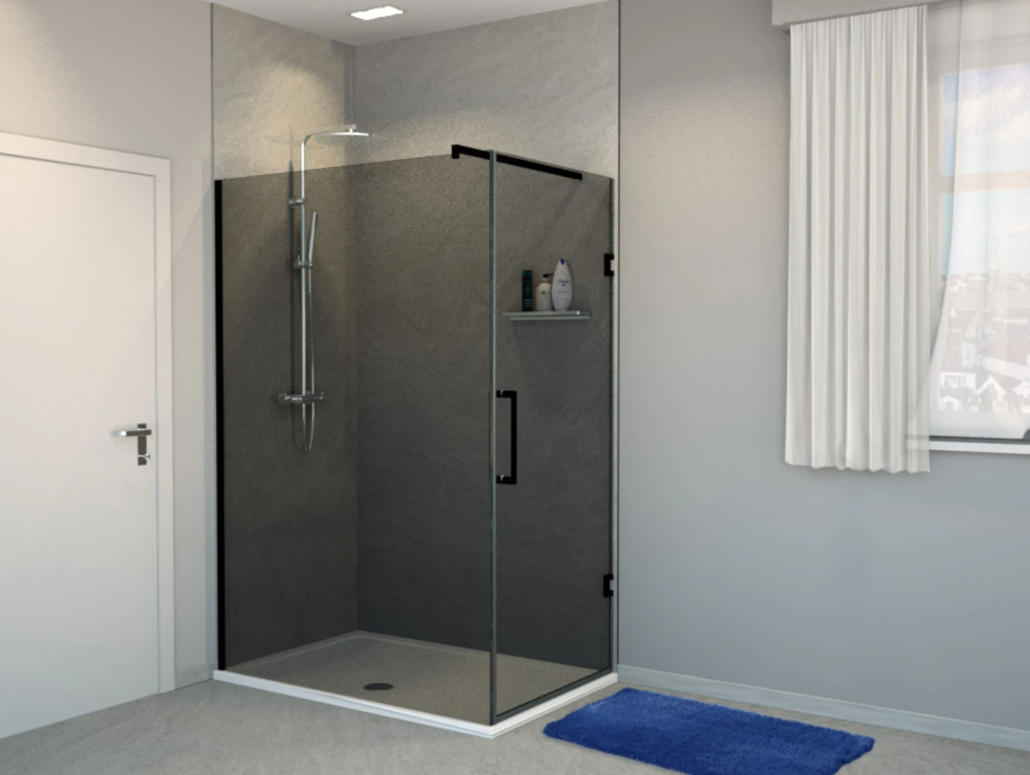 Balmani Modular Hoekdouche Met Deur 120 X 200 Cm Rookglas Mat Zwart Profiel 2 Balmani Modular Hoekdouche Met Deur 120 X 200 Cm Rookglas Mat Zwart Profiel - Afbeelding 2