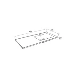 Linie Vano Asymmetrisch Rechtse Wastafel Mat Composiet Marmer 100 X 46 Cm -Badkamerwinkel c4277b23f4061965cb9939aabff5a87447071d11 Linie vano AR 1005x465x20