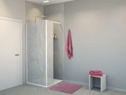 Balmani Modular Inloopdouche Met Vaste Zijwand 80 X 200 Cm Linnen Wit Glas Mat Wit Profiel