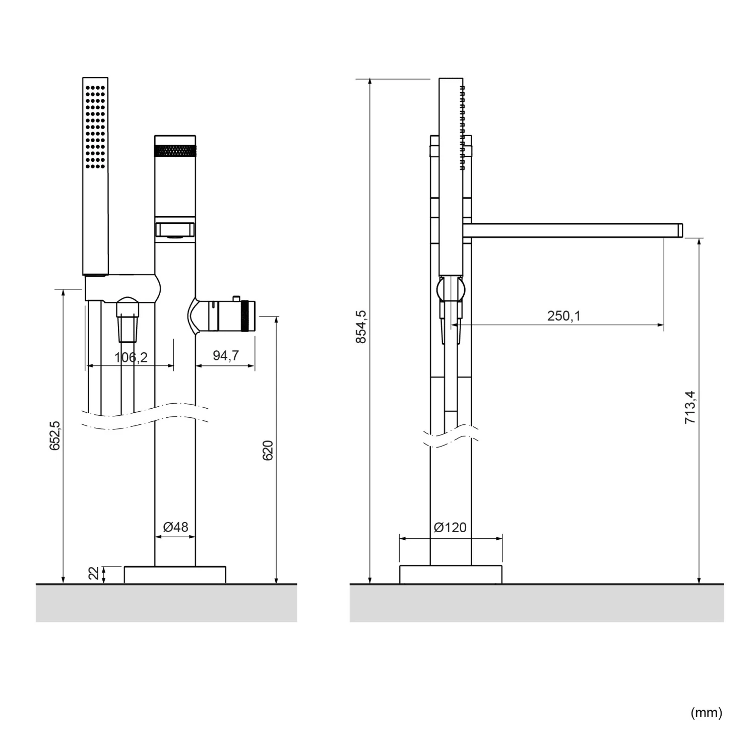 Blaufoss Sonic Vrijstaande Badkraan Thermostatisch Chroom 6 Blaufoss Sonic Vrijstaande Badkraan Thermostatisch Chroom - Afbeelding 6