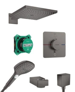 Hansgrohe Showerselect Comfort_Q Thermostatische Kraan Inbouw Regendoucheset Met Regendouchekop 30 X 30 Cm Brushed Black Chrome